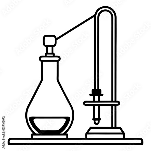 Titration Apparatus Laboratory Research Vector Illustration – Clipart, Line Art & Cartoon Design, High-quality titration apparatus vector illustration – perfect for lab research designs and digital us