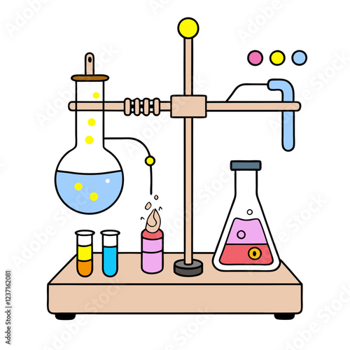 Titration Apparatus Laboratory Research Vector Illustration – Clipart, Line Art & Cartoon Design, High-quality titration apparatus vector illustration – perfect for lab research designs and digital us