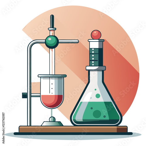 Titration Apparatus Laboratory Research Vector Illustration – Clipart, Line Art & Cartoon Design, High-quality titration apparatus vector illustration – perfect for lab research designs and digital us