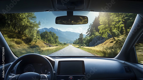 Tinted car window reducing glare for improved safety and visibility, emphasizing driver comfort  -