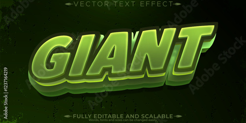 Giant editable text effect, editable green and monster text style