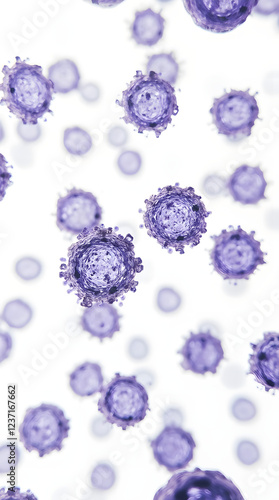 Lymphocytes circulating through the lymphatic system on a white background.