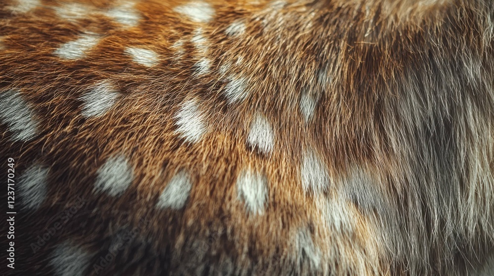 Close-up View of Messy Fur with Brown and White Spots on Animal Coat