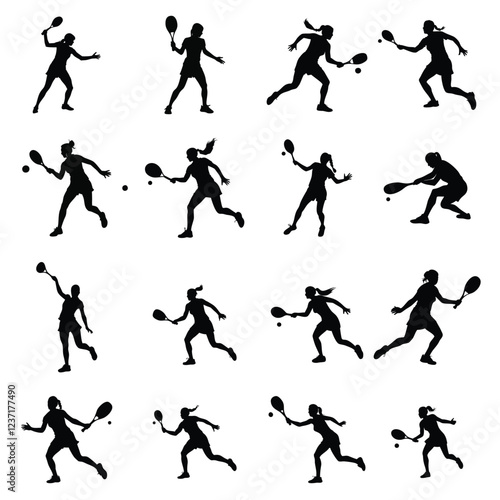 Wallpaper Mural A set of Female tennis players vector silhouette,Female tennis players,Female player vector silhouette
 Torontodigital.ca