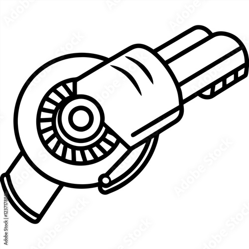 Angle Grinder Construction Tool Vector | Clipart, Line Art & Cartoon Illustration, High-quality angle grinder vector—cartoon, clipart, and line art for design, prints, and digital use.