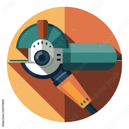 Angle Grinder Construction Tool Vector | Clipart, Line Art & Cartoon Illustration, High-quality angle grinder vector—cartoon, clipart, and line art for design, prints, and digital use.