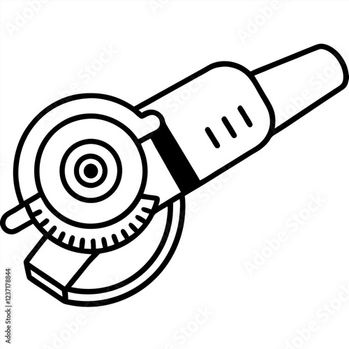Angle Grinder Construction Tool Vector | Clipart, Line Art & Cartoon Illustration, High-quality angle grinder vector—cartoon, clipart, and line art for design, prints, and digital use.