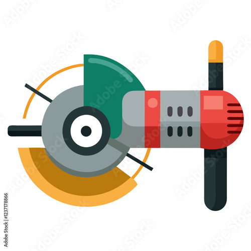 Angle Grinder Construction Tool Vector | Clipart, Line Art & Cartoon Illustration, High-quality angle grinder vector—cartoon, clipart, and line art for design, prints, and digital use.
