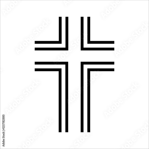 Religious design template, a symbol of faith. Black icon Christian cross. Vector illustration isolated on white background