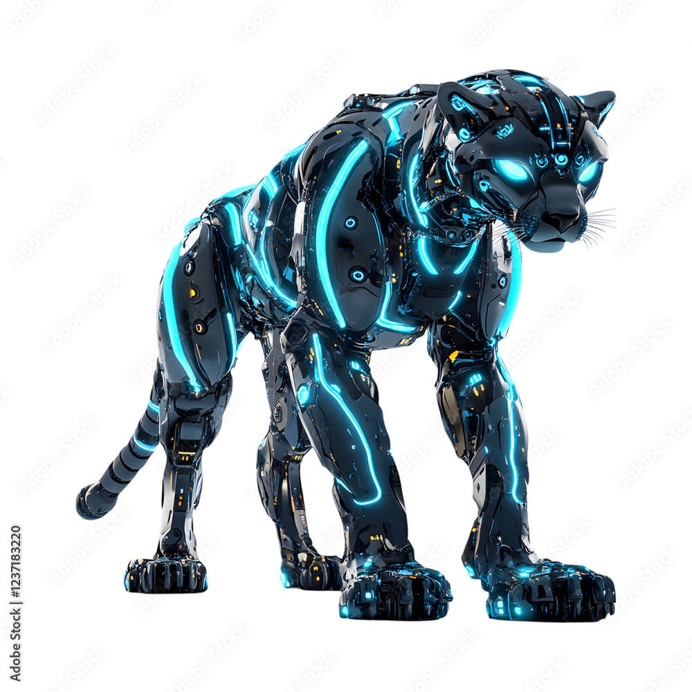 Robot Cat Standing Isolated on Transparent Background Robot Cat Standing Isolated on Transparent Background