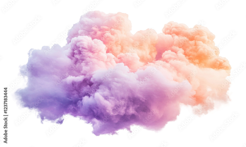 Fototapeta premium Colorful pastel cloud formation with soft tones isolated on transparent background