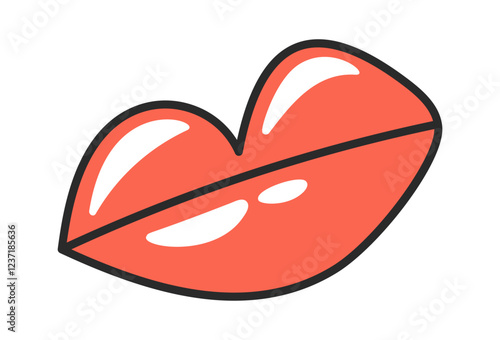 Red female lips groovy doodle