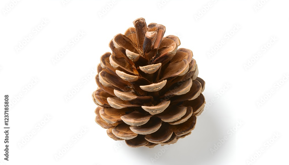 A dried brown pinecone with intricate scales and a rough, textured surface, isolated on a white background, symbolizing nature, autumn, and rustic decor A dried brown pinecone with intricate scales and a rough, textured surface, isolated on a white background, symbolizing nature, autumn, and rustic decor