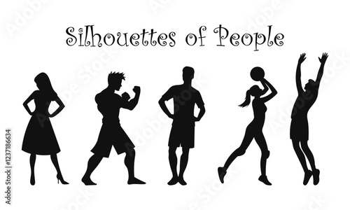 silhouettes of 5 different people