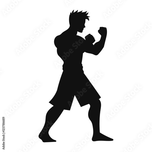 Vector silhouette of man, boxer