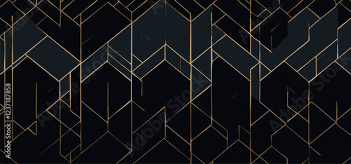  Dark black and Gold mosaic background. Modern dark abstract vector texture