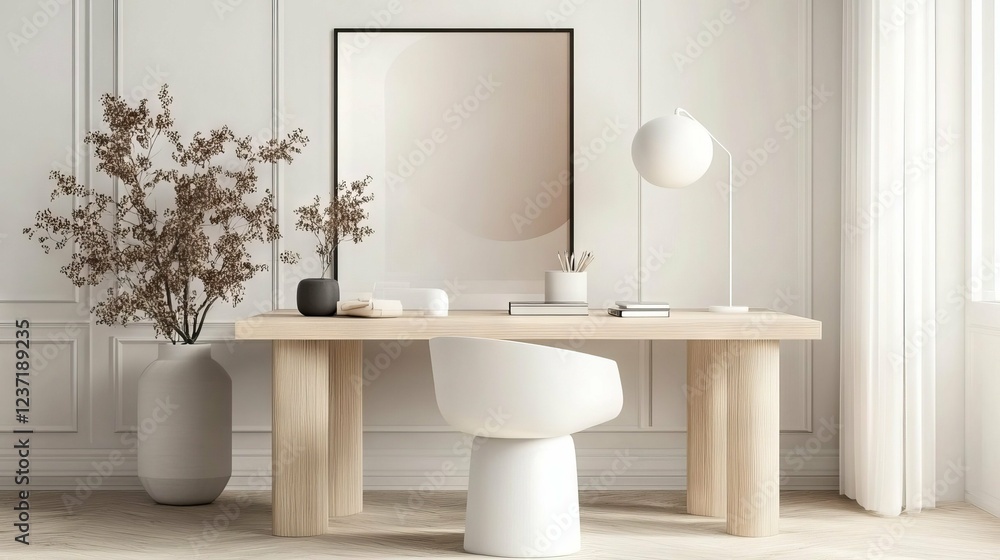 Fototapeta premium Modern Minimalist Home Office Design