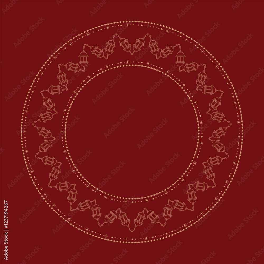Elegant Ramadan Lantern Frame with Islamic Ornamental Pattern on Red Background Elegant Ramadan Lantern Frame with Islamic Ornamental Pattern on Red Background