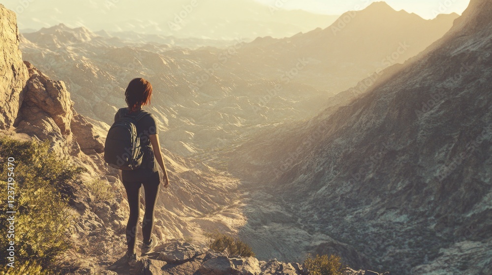 Obraz premium Explorer's Journey through a Scenic Landscape