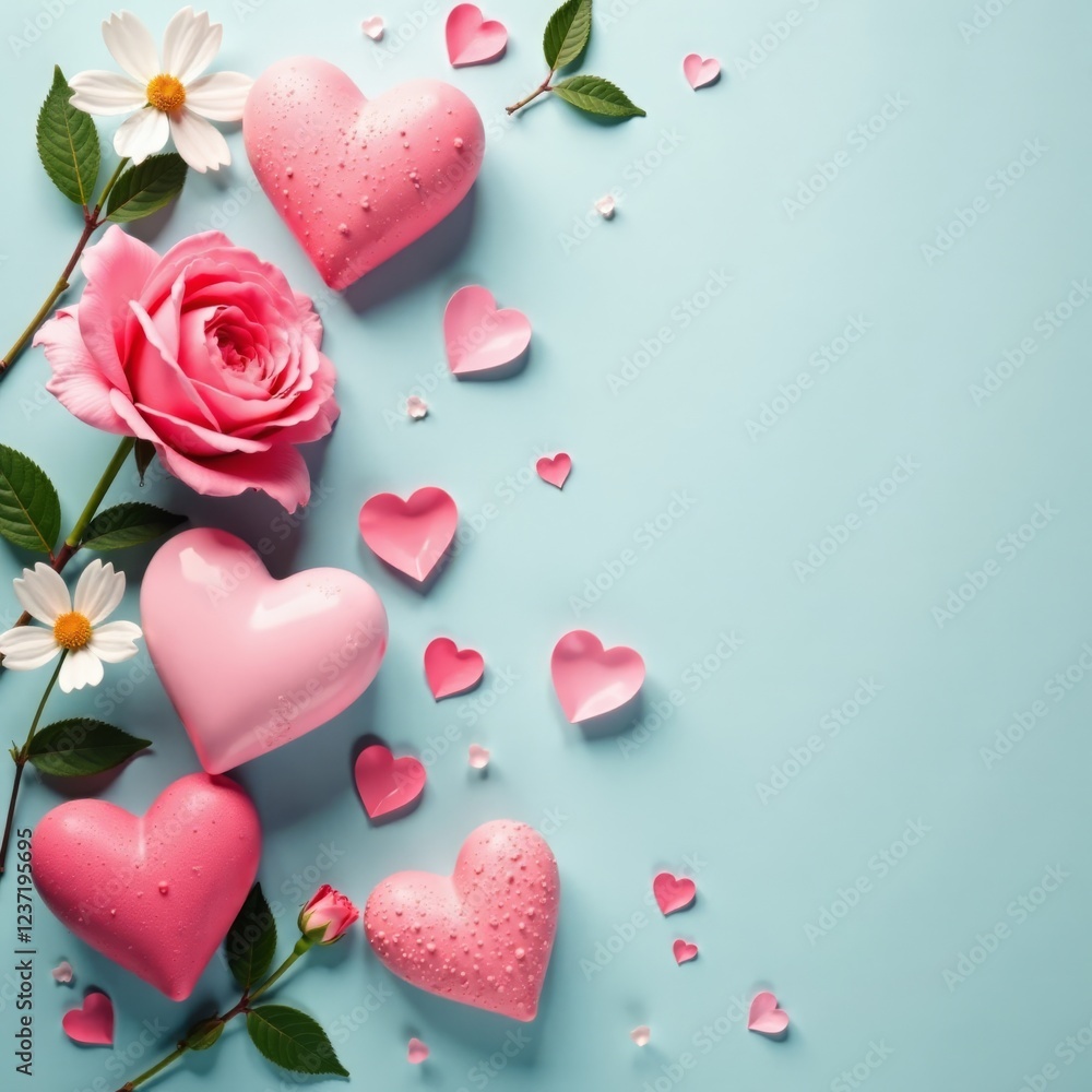 Fototapeta premium Floral Hearts Valentine's Day Wallpaper with Soft Pastel Colors, pastel colors, soft colors, pattern