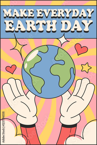 Everyday earth day groovy poster
