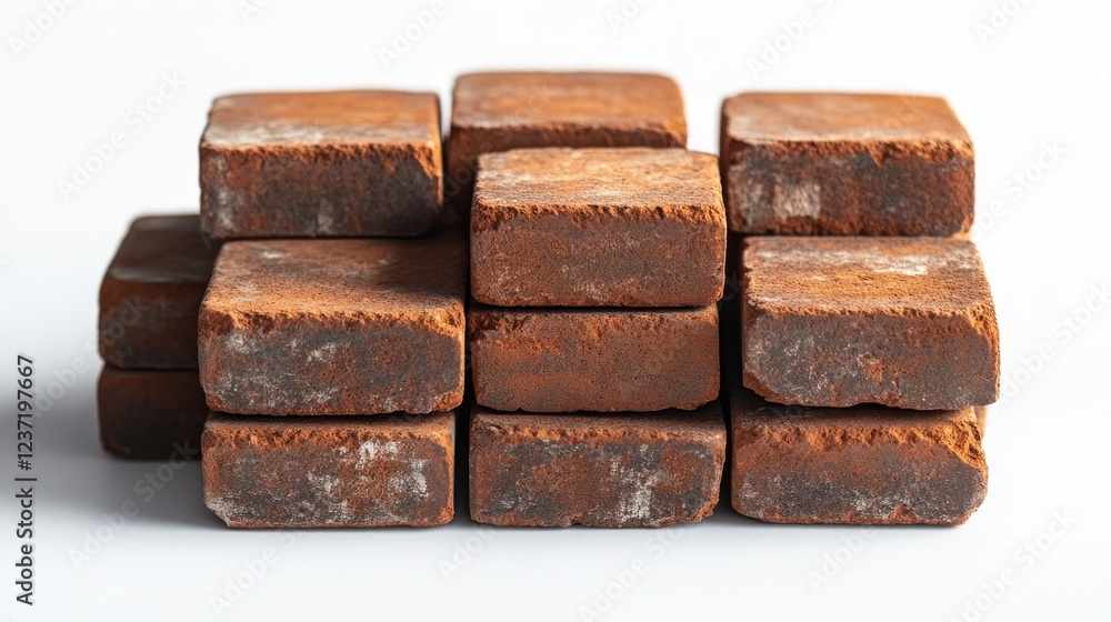 Stacked red bricks arranged in neat rows for construction or landscaping projects Stacked red bricks arranged in neat rows for construction or landscaping projects