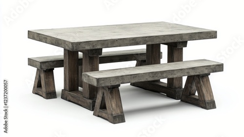 Modern concrete picnic table set suitable for outdoor dining or gatherings in various locations