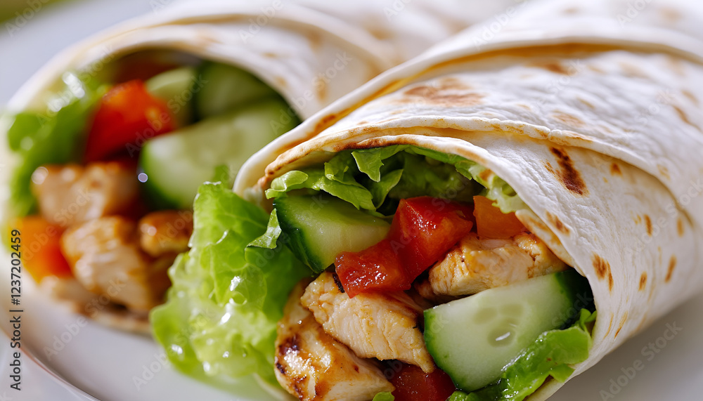 tortilla wraps with chicken and fresh vegetables tortilla wraps with chicken and fresh vegetables