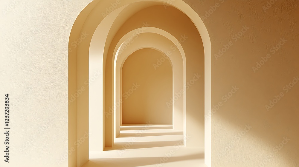 Fototapeta premium Sunlit Archway Corridor Interior Design Aesthetic