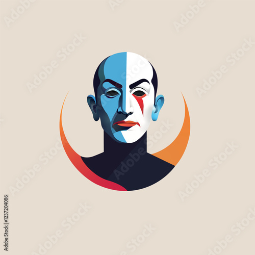 Abstract duality portrait mime