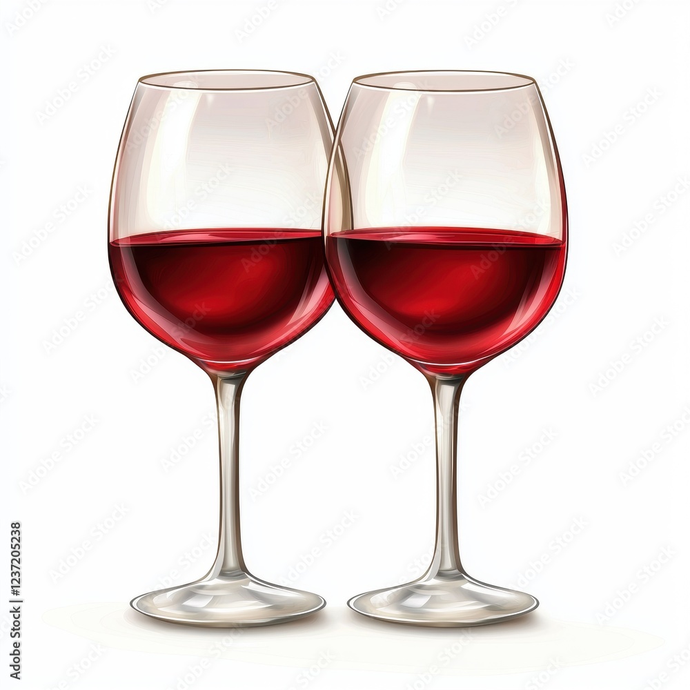 two clinking wine glasses with red wine, isolated on a white background for Saint Valentines Day two clinking wine glasses with red wine, isolated on a white background for Saint Valentines Day