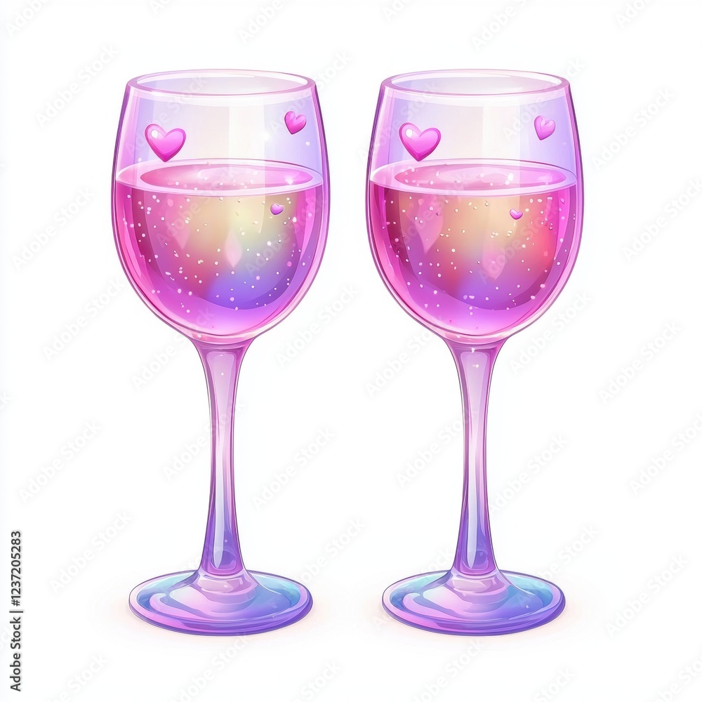 wine glasses filled with sparkling wine, isolated on a white background for Saint Valentines Day wine glasses filled with sparkling wine, isolated on a white background for Saint Valentines Day