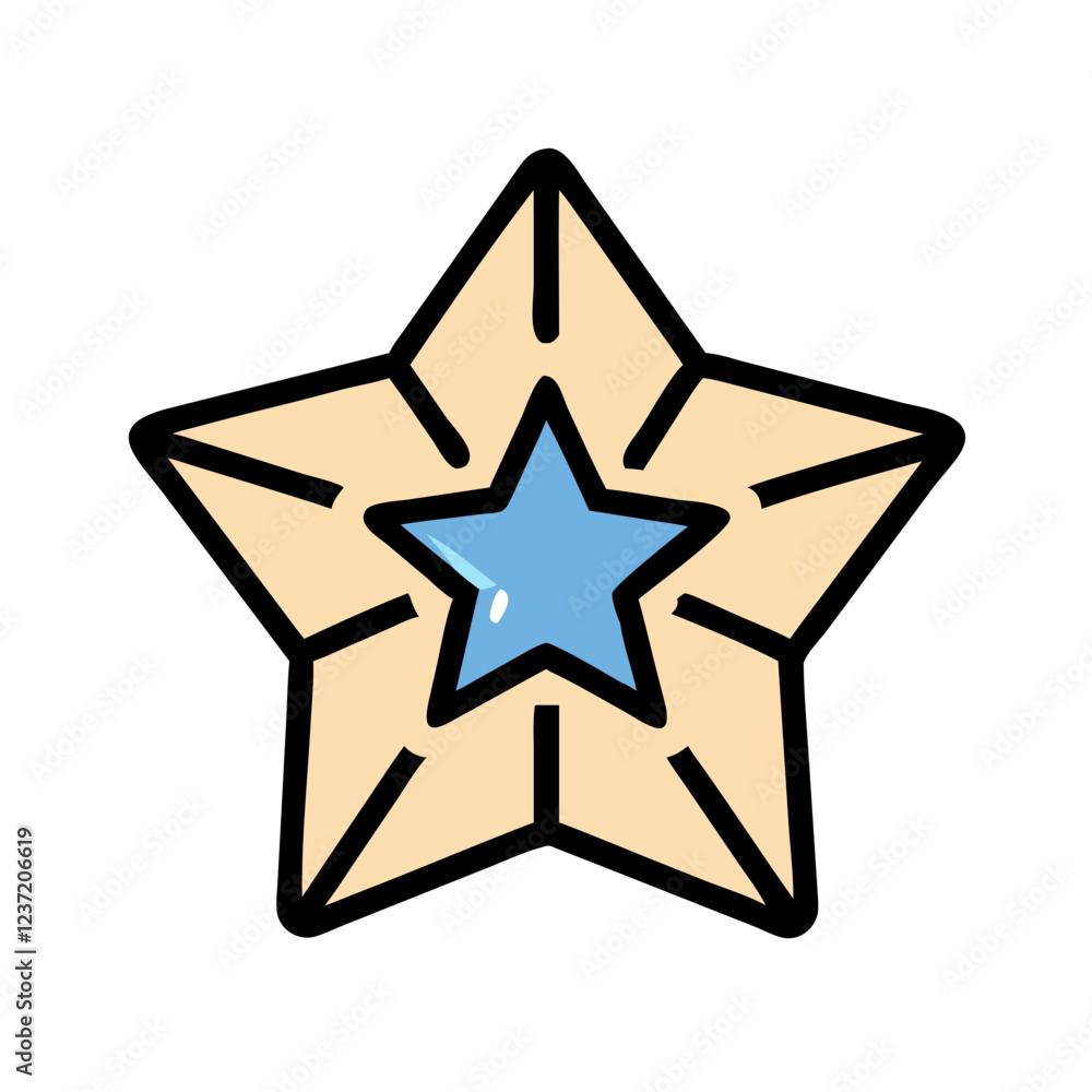 Star icon with blue and beige colors representing achievement and recognition in a dynamic design Star icon with blue and beige colors representing achievement and recognition in a dynamic design