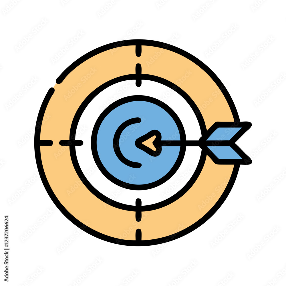 Target icon with blue and beige colors representing goals and precision in a focused design Target icon with blue and beige colors representing goals and precision in a focused design