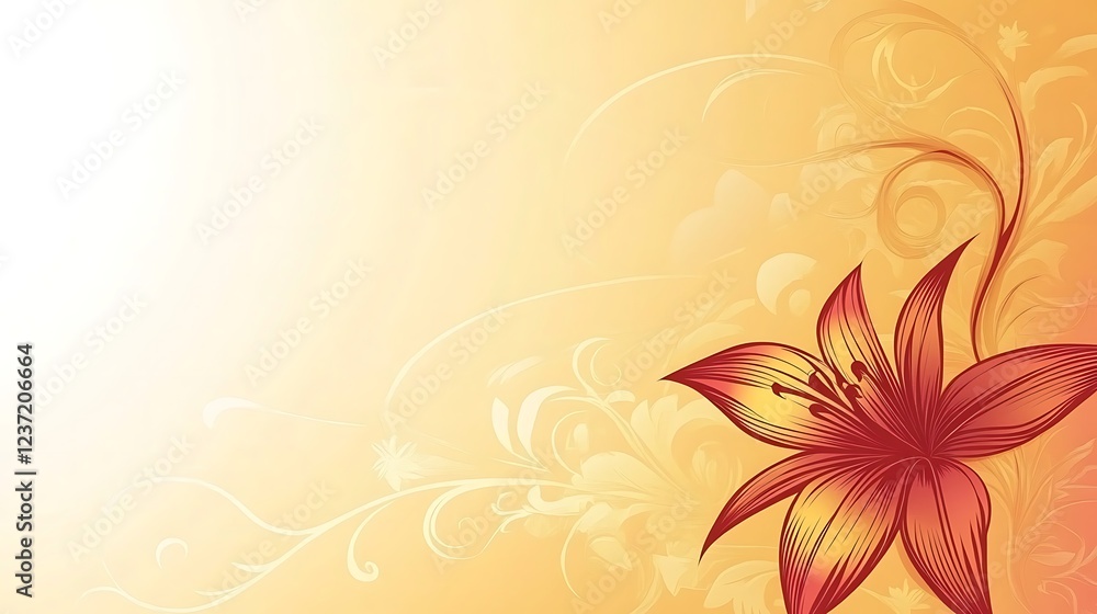 Elegant Lily Flower Design on Yellow Background Elegant Lily Flower Design on Yellow Background