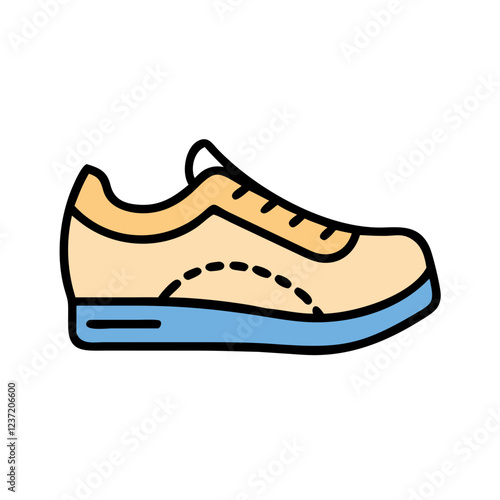 Sneaker icon with blue and beige colors representing fitness and casual wear in an active design
