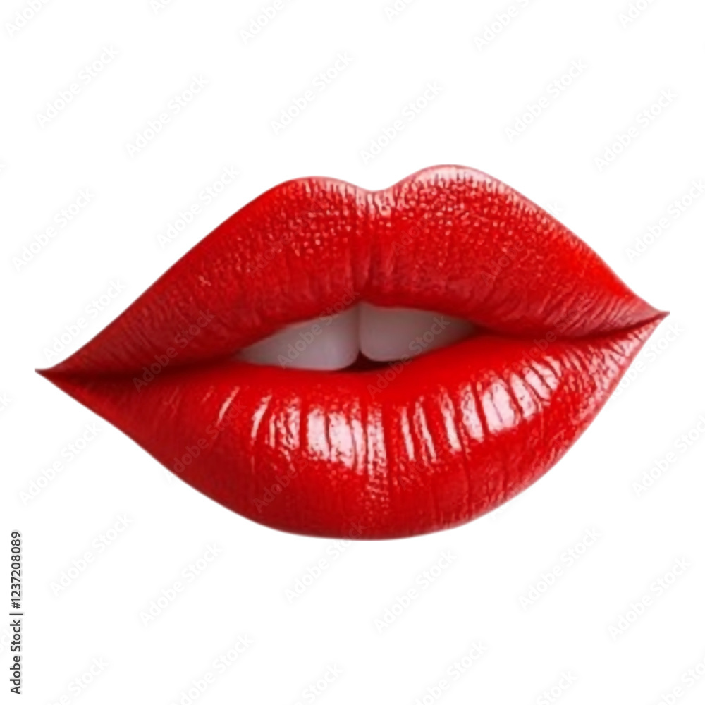 Obraz premium Red Lipstick Kiss Mark on White Background - Ideal for Beauty Blogs and Valentine's Day Promotions
