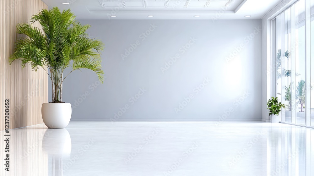 Modern minimalist office interior design, plants, large window Modern minimalist office interior design, plants, large window