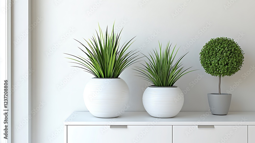 Fototapeta premium Modern minimalist home decor with potted plants