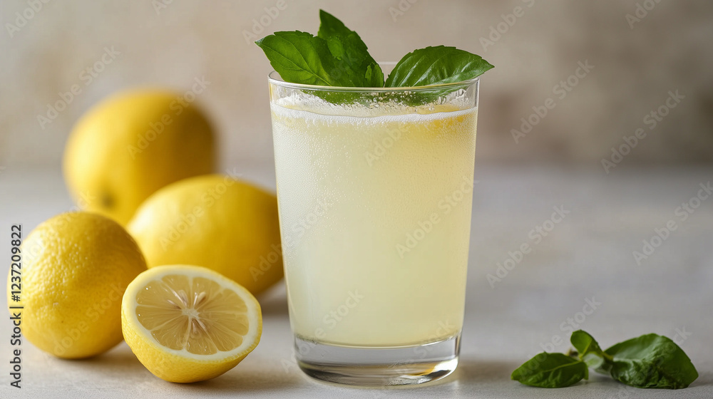 Fototapeta premium fresh lemonade with lime and mint