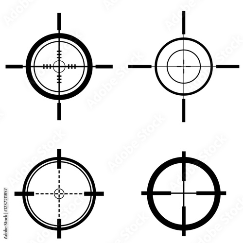 シンプルな黒い照準のアイコンイラストセット