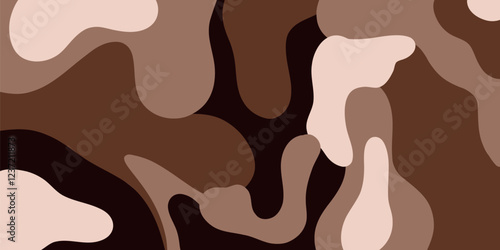 Abstract geometric banner with warm chocolate tones and smooth lines for a modern decor. Postcard and wallpaper in trendy colors