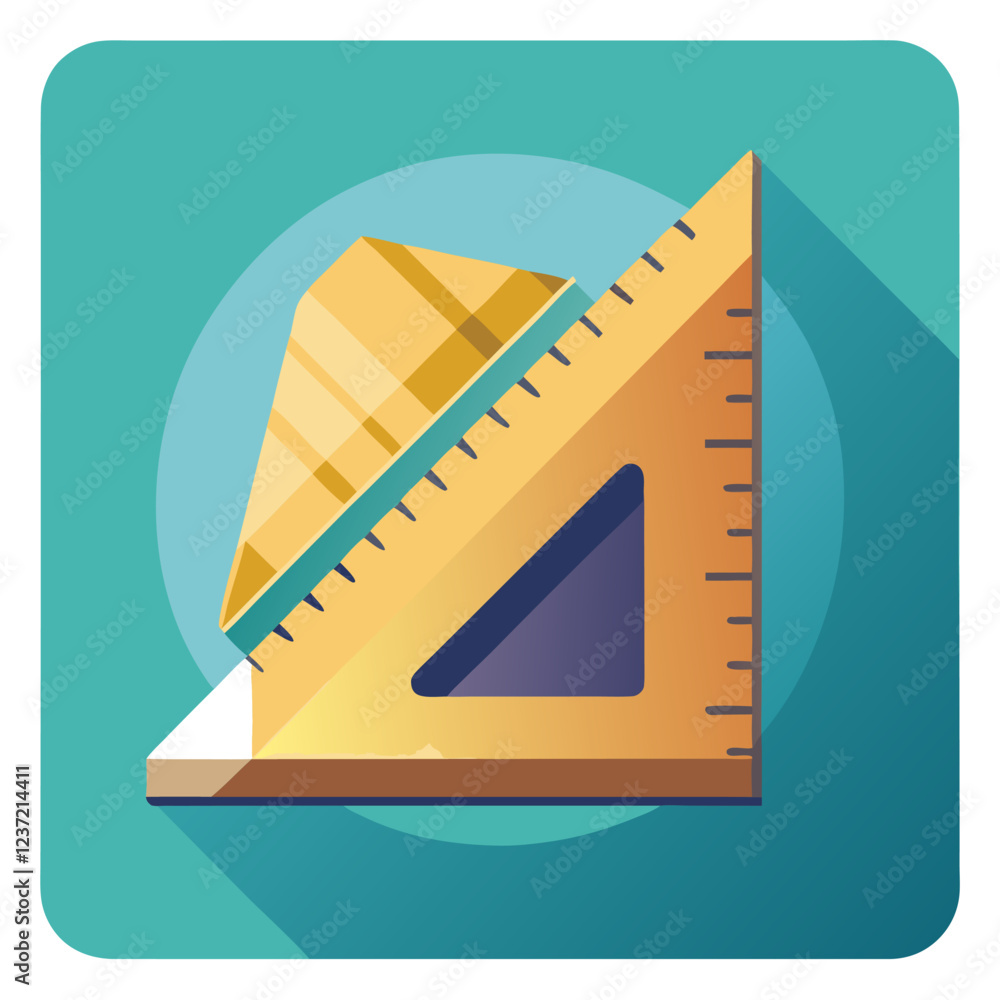 Obraz premium Speed Square Construction Tool Vector Illustration with White Background, Cartoons & Clipart, Speed square tool vector illustration, perfect for construction, DIY, and architecture designs