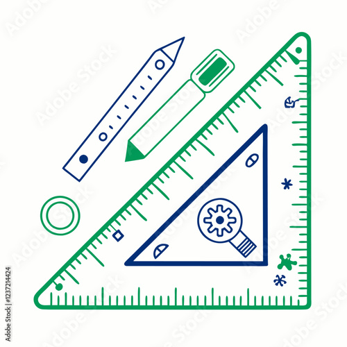 Speed Square Construction Tool Vector Illustration with White Background, Cartoons & Clipart, Speed square tool vector illustration, perfect for construction, DIY, and architecture designs