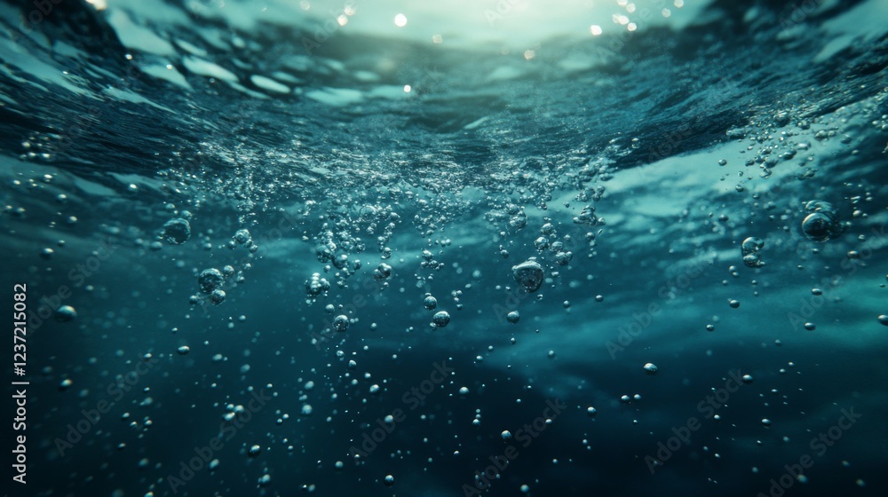 Obraz premium Stunning Underwater Bubbles in Deep Blue Ocean