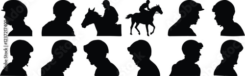 Jockey silhouette set vector design big pack of horse illustration and icon