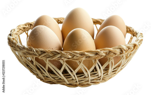 Wallpaper Mural Fresh brown eggs arranged in a woven basket isolated on transparent background Torontodigital.ca
