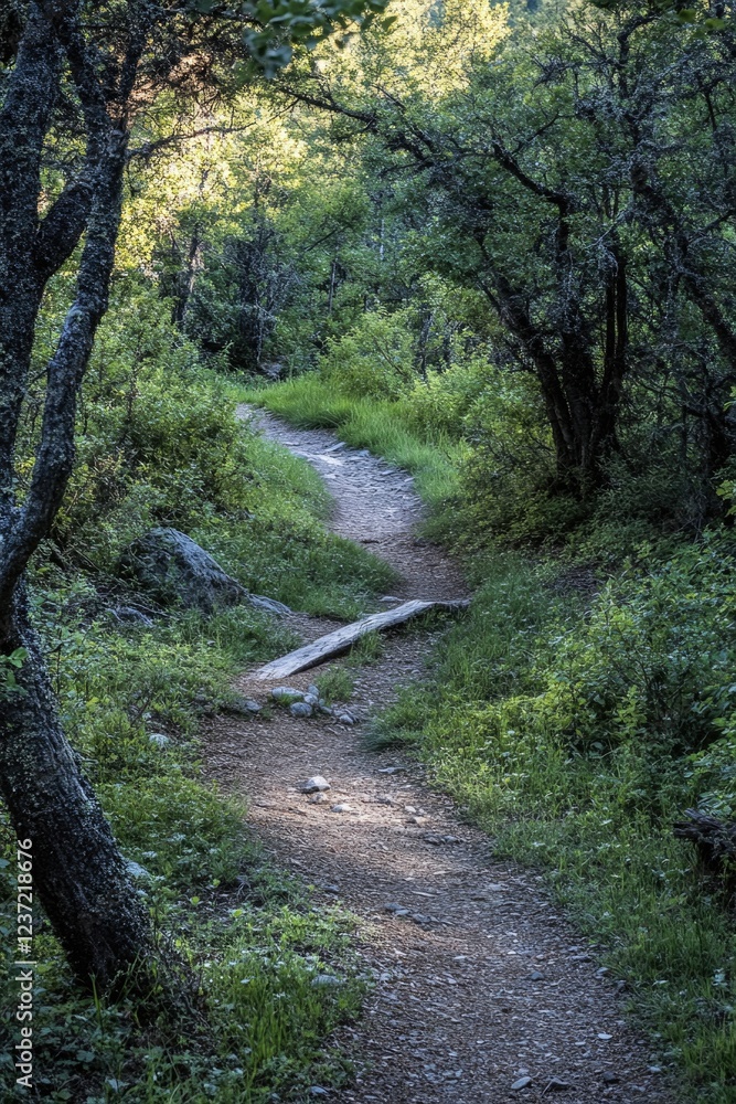 Natural woodland trail with overgrown foliage. Natural woodland trail with overgrown foliage.