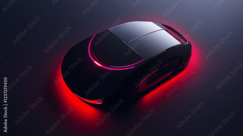 Futuristic Electric Vehicle Design with Glowing Red Lights Futuristic Electric Vehicle Design with Glowing Red Lights