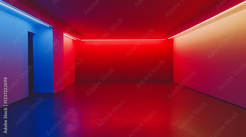 Abstract Room With Red Blue Neon Lights Abstract Room With Red Blue Neon Lights